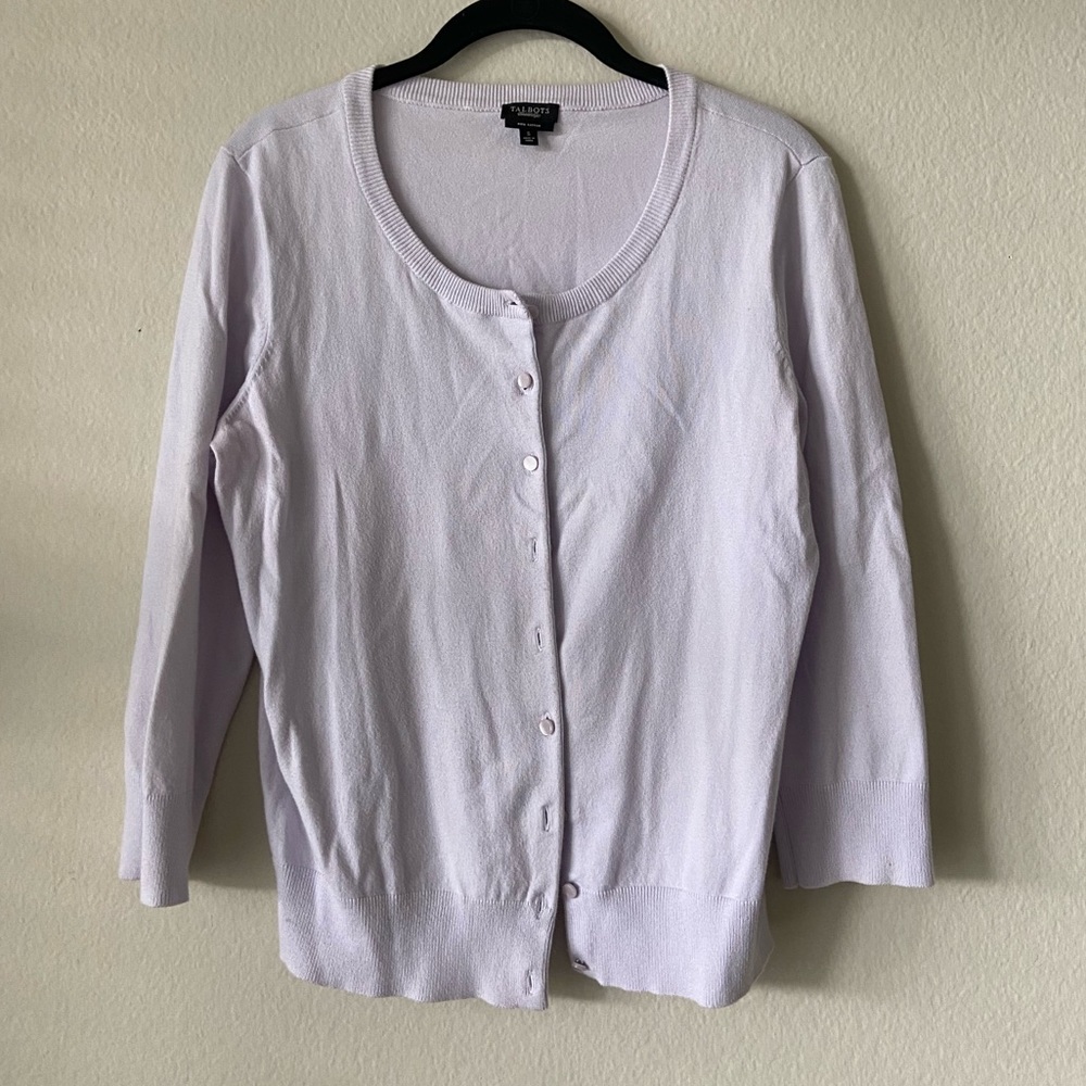 Talbots Lavender Pima Cotton Cardigan, Size S